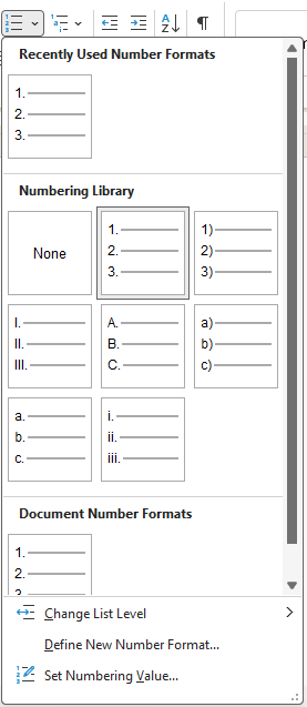 Bullet library options in Word